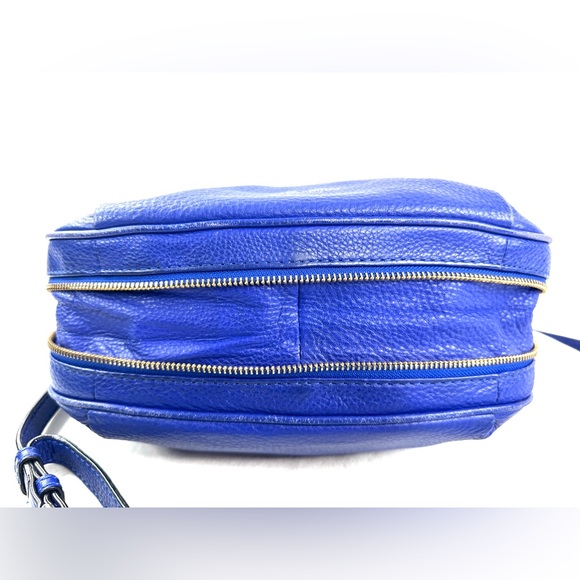 Kate Spade Blue Pebbled Leather Medium Crossbody Bag Zip Around Expandable - Picture 8 of 11